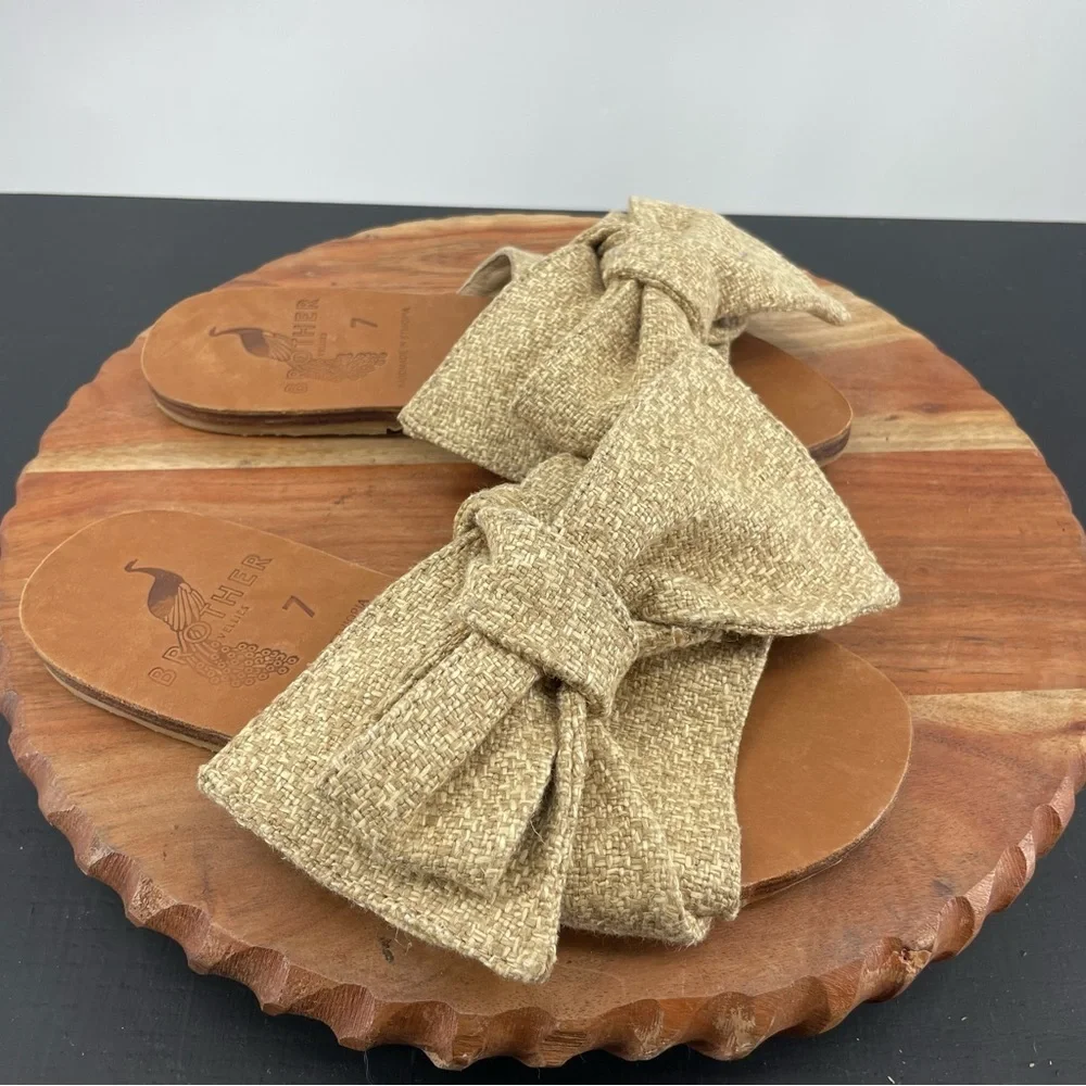 Brother Vellies burkina‎ natural burlap leather sandals size 7